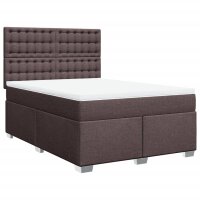 vidaXL Boxspringbett mit Matratze Dunkelbraun 160x200 cm Stoff