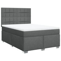 vidaXL Boxspringbett mit Matratze Dunkelgrau 160x200 cm Stoff