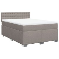 vidaXL Boxspringbett mit Matratze Taupe 140x200 cm Stoff