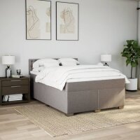 vidaXL Boxspringbett mit Matratze Taupe 140x200 cm Stoff