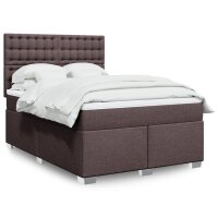 vidaXL Boxspringbett mit Matratze Dunkelbraun 160x200 cm Stoff