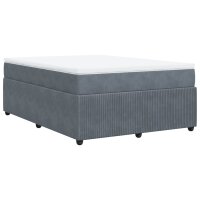 vidaXL Boxspringbett mit Matratze Dunkelgrau 160x200 cm Samt