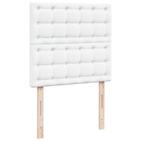 vidaXL Boxspringbett mit Matratze Wei&szlig; 90x190 cm Kunstleder