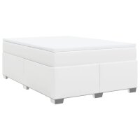 vidaXL Boxspringbett mit Matratze Wei&szlig; 160x200 cm Kunstleder