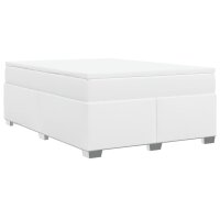 vidaXL Boxspringbett mit Matratze Wei&szlig; 160x200 cm Kunstleder