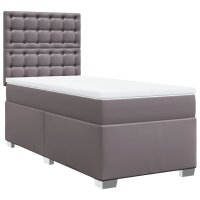 vidaXL Boxspringbett mit Matratze Grau 100x200 cm Kunstleder