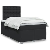 vidaXL Boxspringbett mit Matratze Schwarz 120x190 cm Kunstleder