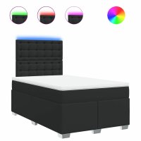 vidaXL Boxspringbett mit Matratze Schwarz 120x190 cm Kunstleder