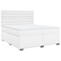 vidaXL Boxspringbett mit Matratze Wei&szlig; 180x200 cm Kunstleder