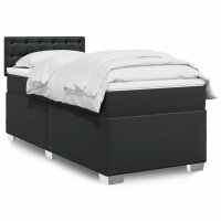 vidaXL Boxspringbett mit Matratze Schwarz 90x190 cm Kunstleder