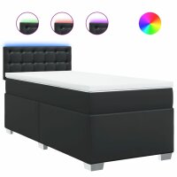 vidaXL Boxspringbett mit Matratze Schwarz 90x190 cm Kunstleder