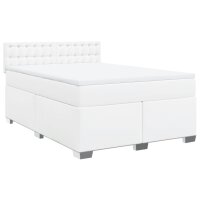 vidaXL Boxspringbett mit Matratze Wei&szlig; 140x190 cm Kunstleder