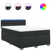 vidaXL Boxspringbett mit Matratze Schwarz 160x200 cm Kunstleder