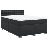 vidaXL Boxspringbett mit Matratze Schwarz 160x200 cm Kunstleder