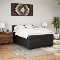 vidaXL Boxspringbett mit Matratze Schwarz 160x200 cm Kunstleder