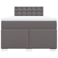 vidaXL Boxspringbett mit Matratze Grau 120x190 cm Kunstleder