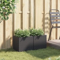 vidaXL Pflanzk&uuml;bel 2 Stk. Schwarz 36x30x32 cm Poly Rattan