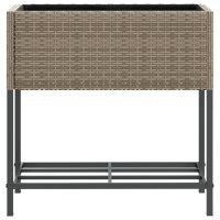 vidaXL Hochbeete mit Ablage 2 Stk. Grau 70x28x70 cm Poly Rattan