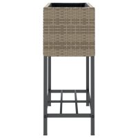 vidaXL Hochbeete mit Ablage 2 Stk. Grau 70x28x70 cm Poly Rattan