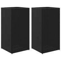 vidaXL Pflanzk&uuml;bel 2 Stk. Schwarz 40x40x80 cm Poly Rattan