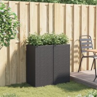 vidaXL Pflanzk&uuml;bel 2 Stk. Schwarz 40x40x80 cm Poly Rattan