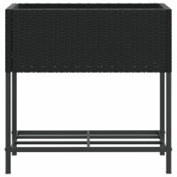 vidaXL Hochbeete mit Ablage 2 Stk. Schwarz 70x28x70 cm Poly Rattan