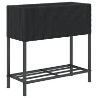 vidaXL Hochbeete mit Ablage 2 Stk. Schwarz 70x28x70 cm Poly Rattan