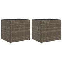 vidaXL Pflanzk&uuml;bel 2 Stk. Grau 36x30x32 cm Poly Rattan