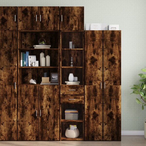 vidaXL Hochschrank Schmal R&auml;uchereiche 40x42,5x225 cm Holzwerkstoff