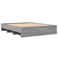 vidaXL Bettgestell Grau Sonoma 150x200 cm Holzwerkstoff