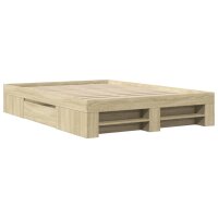 vidaXL Bettgestell Sonoma-Eiche 140x200 cm Holzwerkstoff