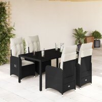 vidaXL 5-tlg. Garten-Bistro-Set mit Kissen Schwarz Poly...