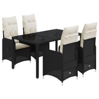 vidaXL 5-tlg. Garten-Bistro-Set mit Kissen Schwarz Poly...