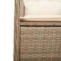 vidaXL 9-tlg. Garten-Bistro-Set mit Kissen Beige Poly Rattan