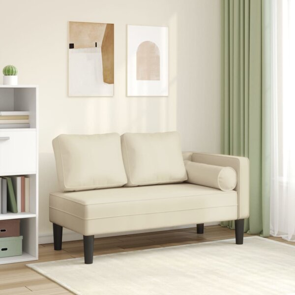 vidaXL Chaiselongue mit Kissen Creme Kunstleder