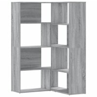 vidaXL Eck-B&uuml;cherregal 4 Etagen Grau Sonoma 85x85x140 cm Holzwerkstoff