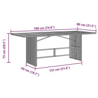 vidaXL 9-tlg. Garten-Bistro-Set mit Kissen Grau Poly Rattan