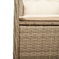 vidaXL 7-tlg. Garten-Bistro-Set mit Kissen Beige Poly Rattan