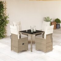 vidaXL 5-tlg. Garten-Bistro-Set mit Kissen Braun Poly Rattan