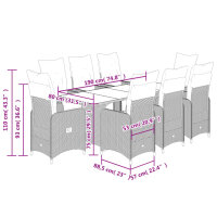 vidaXL 9-tlg. Garten-Bistro-Set mit Kissen Schwarz Poly Rattan