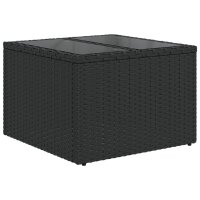 vidaXL 2-tlg. Garten-Sofagarnitur mit Kissen Schwarz Poly Rattan Glas