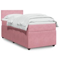 vidaXL Boxspringbett mit Matratze Rosa 100x200 cm Samt