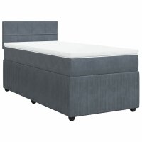 vidaXL Boxspringbett mit Matratze Dunkelgrau 100x200 cm Samt