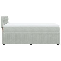 vidaXL Boxspringbett mit Matratze Hellgrau 100x200 cm Samt