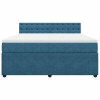 vidaXL Boxspringbett mit Matratze Blau 180x200 cm Samt