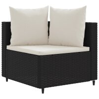 vidaXL 6-tlg. Garten-Sofagarnitur mit Kissen Schwarz Poly Rattan