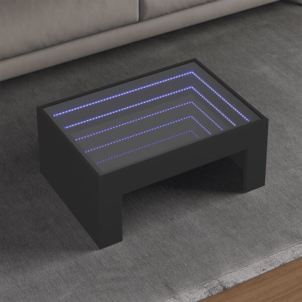 vidaXL Couchtisch mit Infinity-LED Schwarz 70x50x30 cm