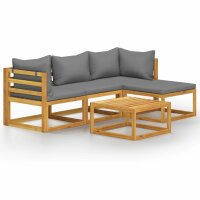 vidaXL 5-tlg. Garten-Lounge-Set mit Kissen Massivholz Akazie