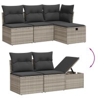 vidaXL 5-tlg. Garten-Sofagarnitur mit Kissen Hellgrau Poly Rattan