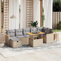 vidaXL 8-tlg. Garten-Sofagarnitur mit Kissen Beige Poly...